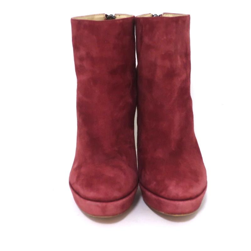 Alexandre Birman Platform Ankle Boots Red Suede Size 7 High Heel Booties - Celebrity Owned
