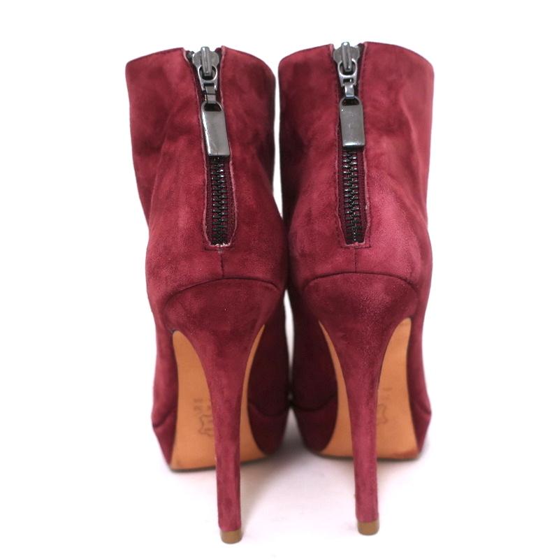 Alexandre Birman Platform Ankle Boots Red Suede Size 7 High Heel Booties - Celebrity Owned