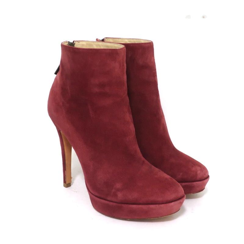 Alexandre Birman Platform Ankle Boots Red Suede Size 7 High Heel Booties - Celebrity Owned