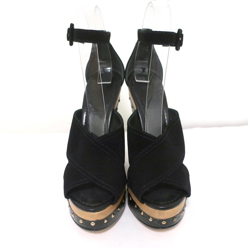 Alexandre Birman Platform Clog Sandals Peggy Black Suede &amp; Snakeskin Size 37 - Celebrity Owned