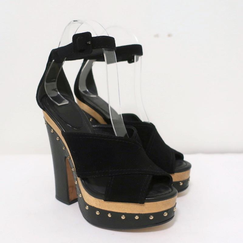 Alexandre Birman Platform Clog Sandals Peggy Black Suede & Snakeskin Size 37 - Celebrity Owned
