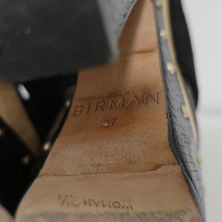 Alexandre Birman Platform Clog Sandals Peggy Black Suede &amp; Snakeskin Size 37 - Celebrity Owned