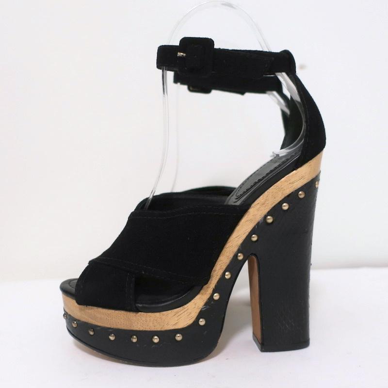 Alexandre Birman Platform Clog Sandals Peggy Black Suede &amp; Snakeskin Size 37 - Celebrity Owned