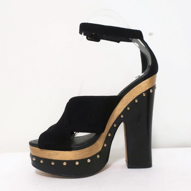 Alexandre Birman Platform Clog Sandals Peggy Black Suede &amp; Snakeskin Size 37 - Celebrity Owned