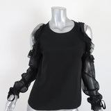 Alexis Cold Shoulder Top Fernand Black Ruffle-Trim Silk & Mesh Size Extra Small - Celebrity Owned
