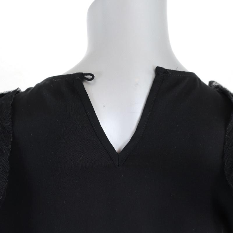 Alexis Cold Shoulder Top Fernand Black Ruffle-Trim Silk &amp; Mesh Size Extra Small - Celebrity Owned