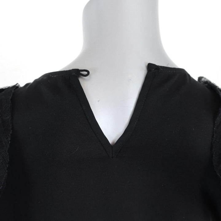 Alexis Cold Shoulder Top Fernand Black Ruffle-Trim Silk &amp; Mesh Size Extra Small - Celebrity Owned