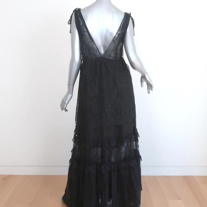 Alexis Maxi Dress Umbria Black Lace Size Medium Sleeveless Deep V-Neck Gown NEW - Celebrity Owned