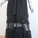 Alexis Maxi Dress Umbria Black Lace Size Medium Sleeveless Deep V-Neck Gown NEW - Celebrity Owned