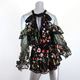 Alexis Romper Brenna Black Floral-Embroidered Mesh Size Extra Small NEW - Celebrity Owned