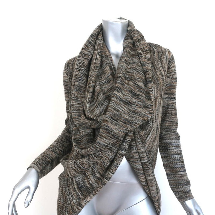Alice + Olivia Drape Wrap Around Sweater Brown Space Dye Wool Size Small - Celebrity Owned