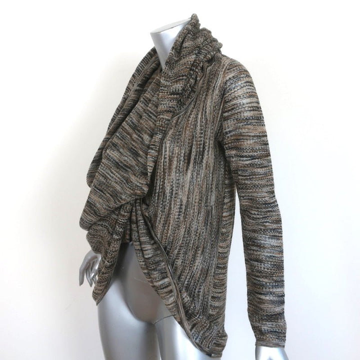 Alice + Olivia Drape Wrap Around Sweater Brown Space Dye Wool Size Small - Celebrity Owned