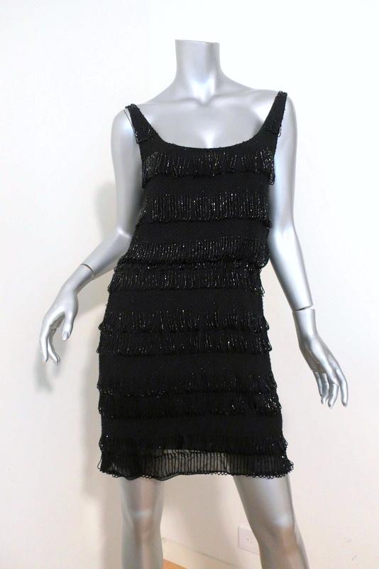 LOUIS VUITTON Short Sleeved High Neck Fitted Dress Black. Size 36