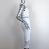 Alice + Olivia Dress Karman White Illusion Mesh & Crepe Size 2 Sleeveless Midi - Celebrity Owned