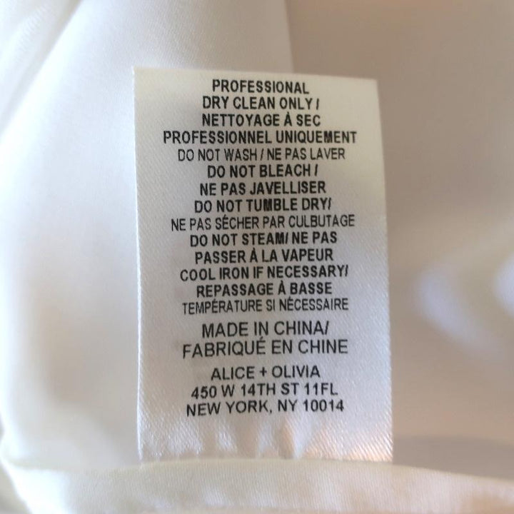 Alice + Olivia Dress Karman White Illusion Mesh &amp; Crepe Size 2 Sleeveless Midi - Celebrity Owned