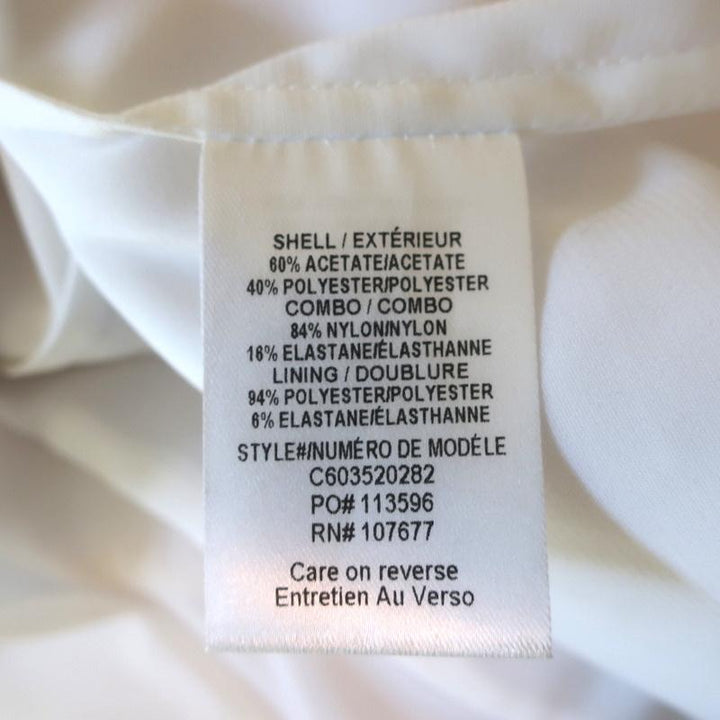Alice + Olivia Dress Karman White Illusion Mesh &amp; Crepe Size 2 Sleeveless Midi - Celebrity Owned