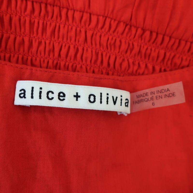 Alice + Olivia Mini Dress Pimmy Red Mirror-Embellished Beaded Cotton S Celebrity Owned Alice + Olivia Mini Dress Pimmy Red Mirror-Embellished Beaded Cotton S Celebrity Owned