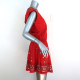 Alice + Olivia Mini Dress Pimmy Red Mirror-Embellished Beaded Cotton Size 6 - Celebrity Owned