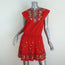 Alice + Olivia Mini Dress Pimmy Red Mirror-Embellished Beaded Cotton Size 6