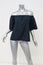 Alice + Olivia Off-Shoulder Top Crosby Navy Cotton Size Small Open Back Blouse