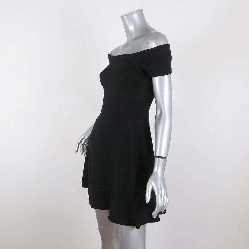 Alice + Olivia Off the Shoulder Mini Dress Carisi Black Stretch Jersey Size 4 - Celebrity Owned