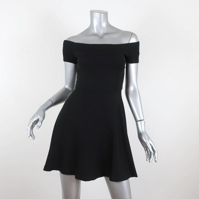 Alice + Olivia Off the Shoulder Mini Dress Carisi Black Stretch Jersey Size 4 - Celebrity Owned