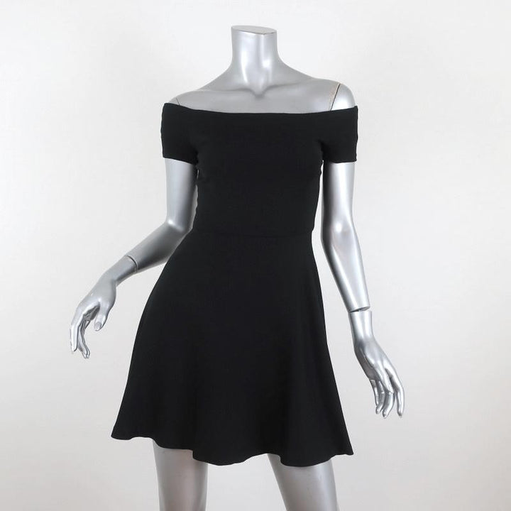 Alice + Olivia Off the Shoulder Mini Dress Carisi Black Stretch Jersey Size 4 - Celebrity Owned