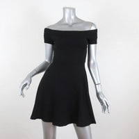 Alice + Olivia Off the Shoulder Mini Dress Carisi Black Stretch Jersey Size 4 - Celebrity Owned