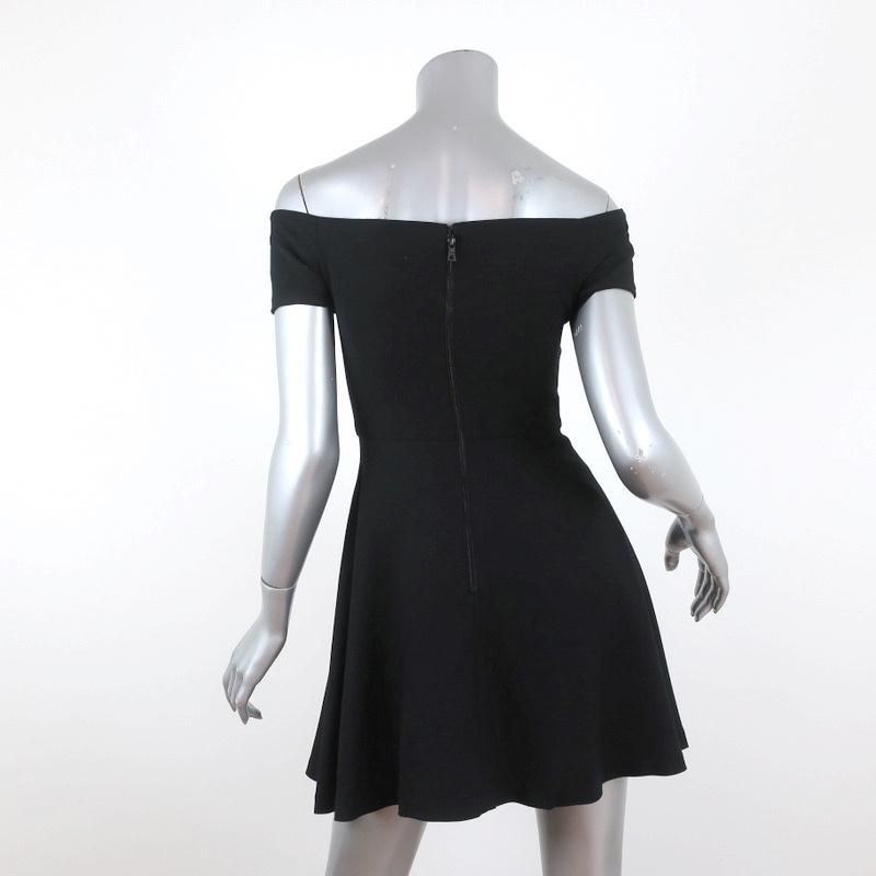 Alice + Olivia Off the Shoulder Mini Dress Carisi Black Stretch Jersey Size 4 - Celebrity Owned
