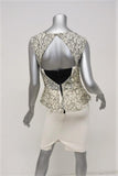 Alice + Olivia Peplum Dress Shovan Ivory/Black Lace & Crepe Open-Back Size 6 NEW - Celebrity Owned