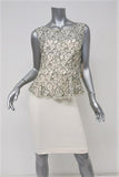 Alice + Olivia Peplum Dress Shovan Ivory/Black Lace & Crepe Open-Back Size 6 NEW - Celebrity Owned
