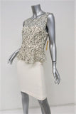 Alice + Olivia Peplum Dress Shovan Ivory/Black Lace & Crepe Open-Back Size 6 NEW - Celebrity Owned