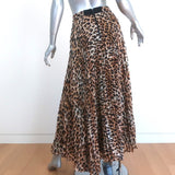 Alice + Olivia Pleated Maxi Skirt Katz Metallic Leopard Print Size 0 - Celebrity Owned