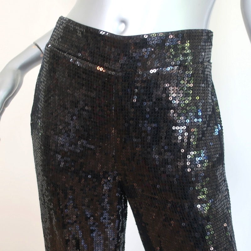 Alice + Olivia Racquel Sequin Wide Leg Pants Black Size 4 - Celebrity Owned