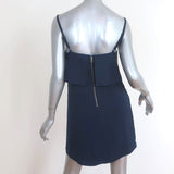 Alice + Olivia Ruffle Slip Dress Etta Navy Crepe Size Small Mini Dress - Celebrity Owned