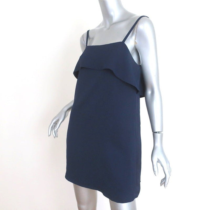 Alice + Olivia Ruffle Slip Dress Etta Navy Crepe Size Small Mini Dress - Celebrity Owned