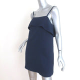 Alice + Olivia Ruffle Slip Dress Etta Navy Crepe Size Small Mini Dress - Celebrity Owned
