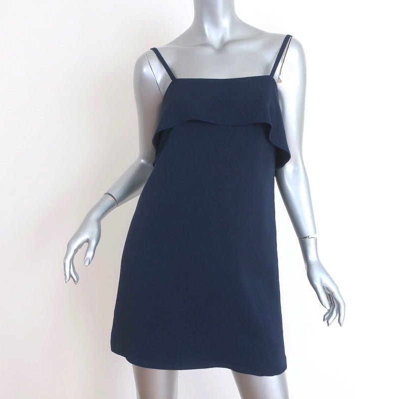 Alice + Olivia Ruffle Slip Dress Etta Navy Crepe Size Small Mini Dress Celebrity Owned Alice + Olivia Ruffle Slip Dress Etta Navy Crepe Size Small Mini Dress Celebrity Owned