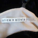 Alice + Olivia Slip Dress Kera Black Crushed Velvet Size 6 V-Neck Mini Dress - Celebrity Owned