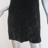 Alice + Olivia Slip Dress Kera Black Crushed Velvet Size 6 V-Neck Mini Dress - Celebrity Owned