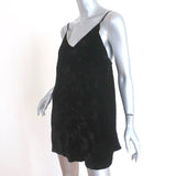 Alice + Olivia Slip Dress Kera Black Crushed Velvet Size 6 V-Neck Mini Dress - Celebrity Owned