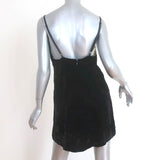 Alice + Olivia Slip Dress Kera Black Crushed Velvet Size 6 V-Neck Mini Dress - Celebrity Owned