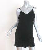 Alice + Olivia Slip Dress Kera Black Crushed Velvet Size 6 V-Neck Mini Dress - Celebrity Owned