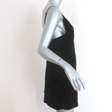 Alice + Olivia Slip Dress Kera Black Crushed Velvet Size 6 V-Neck Mini Dress - Celebrity Owned