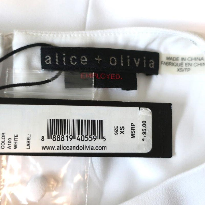 Alice + Olivia Tank Top Gayle White Crepe Size Extra Small NEW - Celebrity Owned