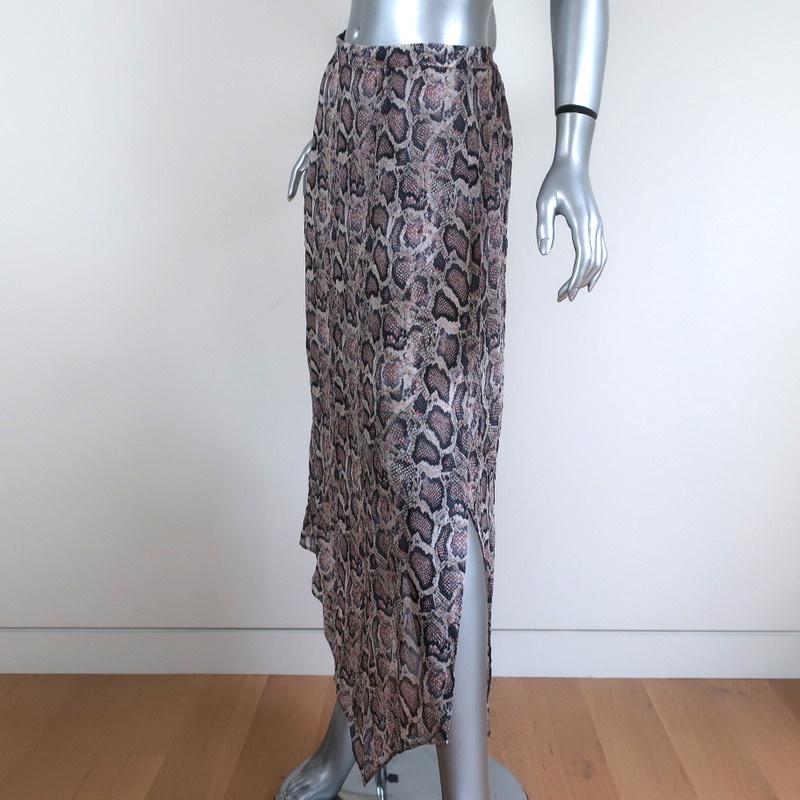 AllSaints Asymmetric Midi Skirt Rhea Misra Snake Print Chiffon Size US 4 - Celebrity Owned