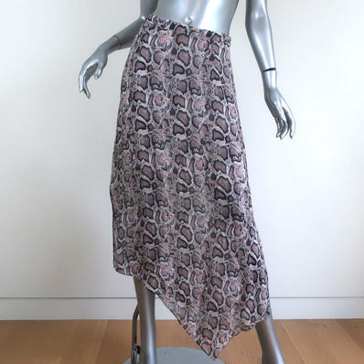 AllSaints Asymmetric Midi Skirt Rhea Misra Snake Print Chiffon Size US 4 - Celebrity Owned