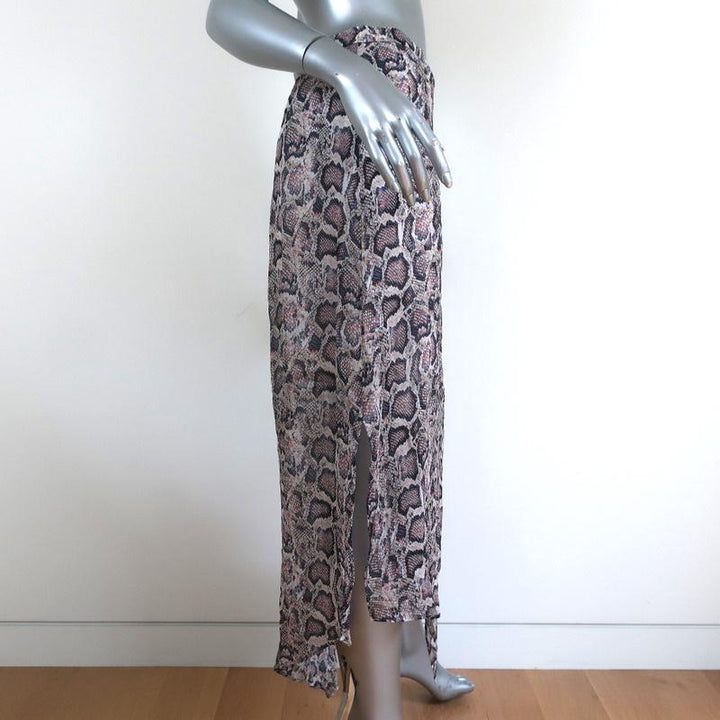 AllSaints Asymmetric Midi Skirt Rhea Misra Snake Print Chiffon Size US 4 - Celebrity Owned