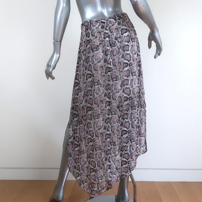 AllSaints Asymmetric Midi Skirt Rhea Misra Snake Print Chiffon Size US 4 - Celebrity Owned