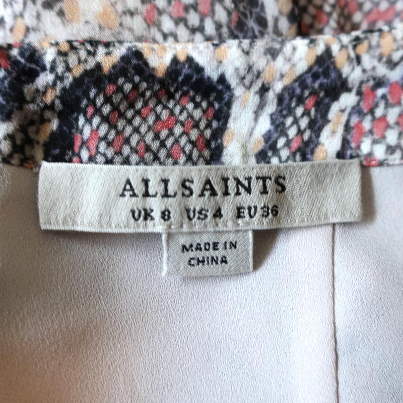 AllSaints Asymmetric Midi Skirt Rhea Misra Snake Print Chiffon Size US 4 - Celebrity Owned